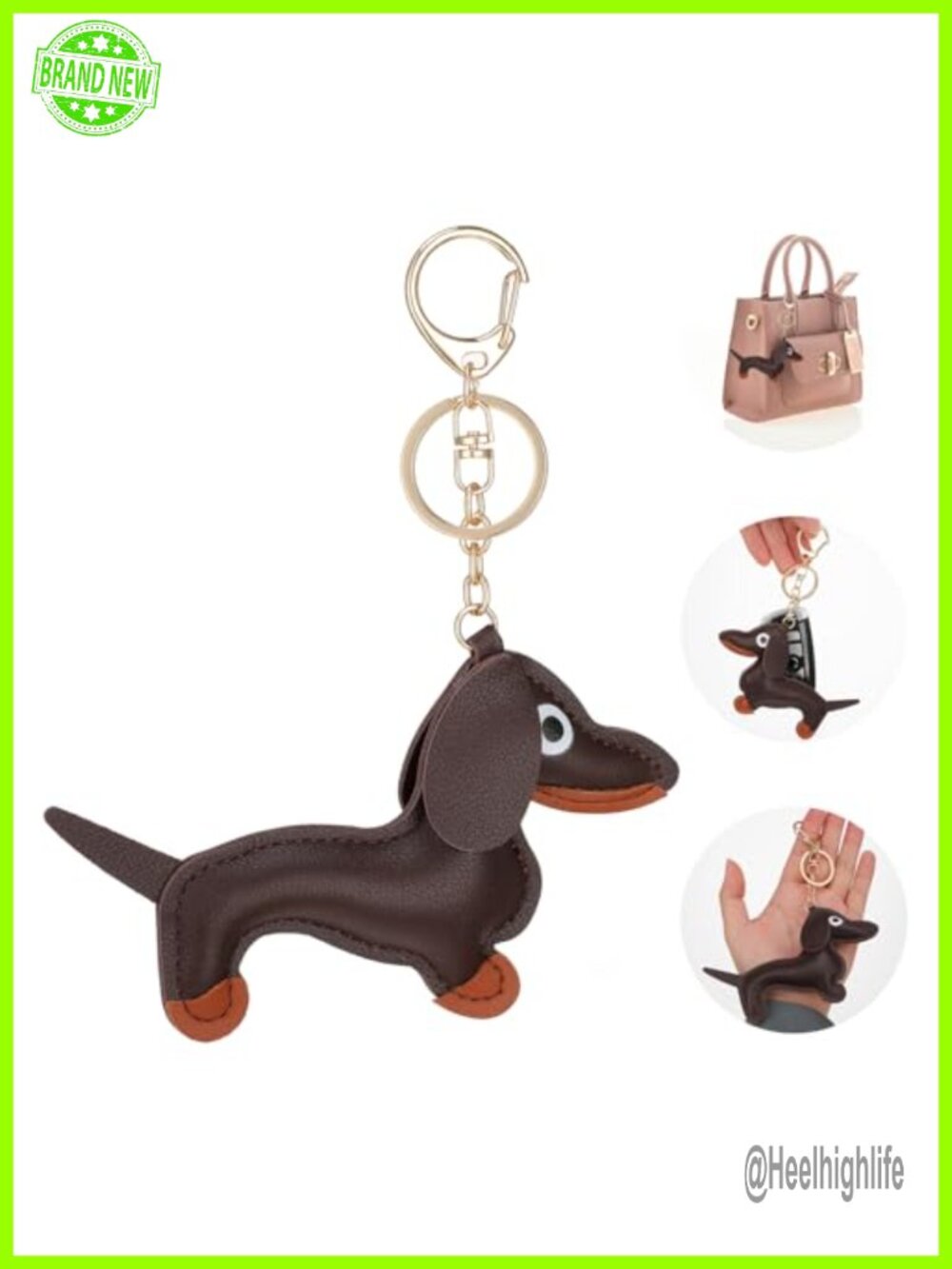 Dachshund Leather PU Keychain Dog Charm Bag Pendant Cute Puppy Gift
